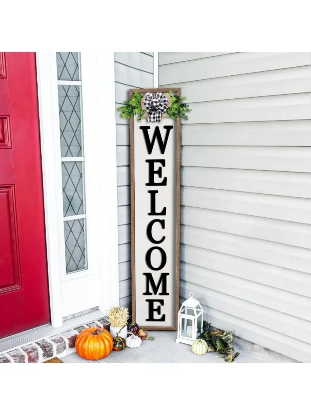 Large Vertical Outdoor Welcome Sign - Rustic Farmhouse Decor for Front Porch
